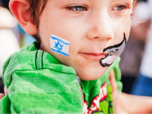 boy with flag face paint